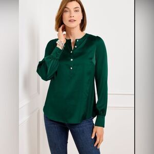 Talbots Rhinestone Holiday Button Blouse Size SP